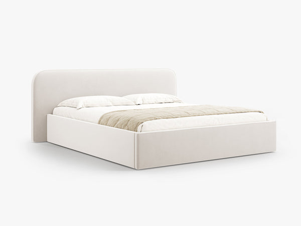 Upholstered Bed Frame with Storage & High Headboard