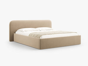 Upholstered Bed Frame with Storage & High Headboard