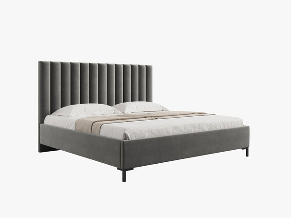 Upholstered Storage Bed Frame – Modern Bed with Decorative Headboard