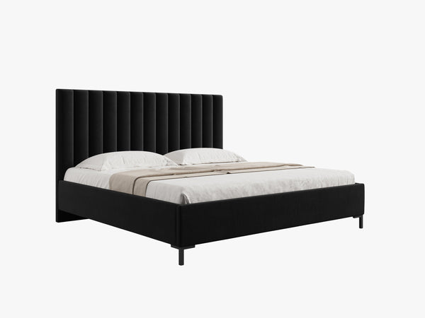 Upholstered Storage Bed Frame – Modern Bed with Decorative Headboard