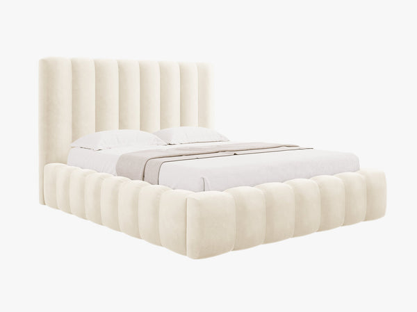 Upholstered Bed Frame with Storage & Tufted Headboard