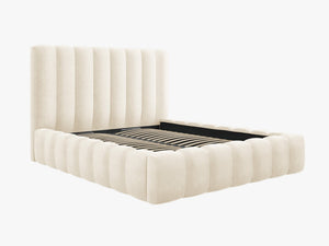 Upholstered Bed Frame with Storage & Tufted Headboard