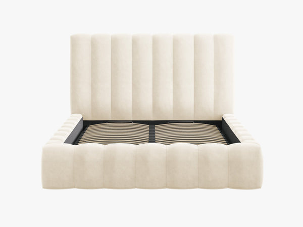 Upholstered Bed Frame with Storage & Tufted Headboard