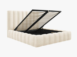 Upholstered Bed Frame with Storage & Tufted Headboard