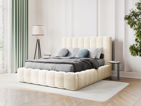 Upholstered Bed Frame with Storage & Tufted Headboard