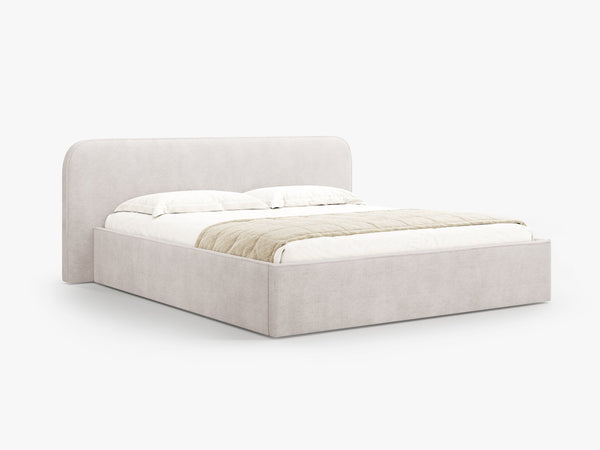 Upholstered Bed Frame with Storage & High Headboard