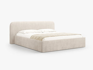 Upholstered Bed Frame with Storage & High Headboard