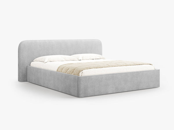 Upholstered Bed Frame with Storage & High Headboard