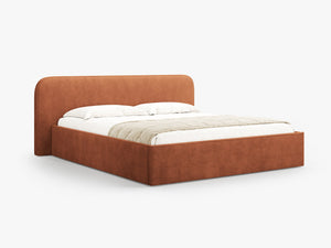 Upholstered Bed Frame with Storage & High Headboard
