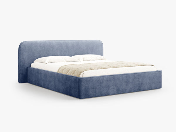 Upholstered Bed Frame with Storage & High Headboard