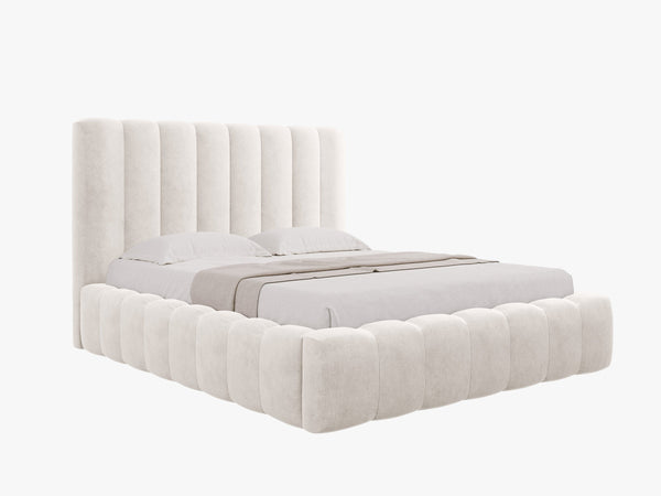 Upholstered Bed Frame with Storage & Tufted Headboard