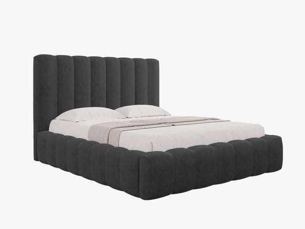 Upholstered Bed Frame with Storage & Tufted Headboard