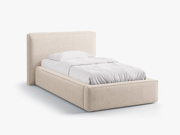 Single Upholstered Bed with Storage & Soft Headboard