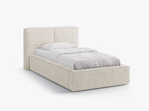 Single Bed Frame with Storage & Geometric Headboard