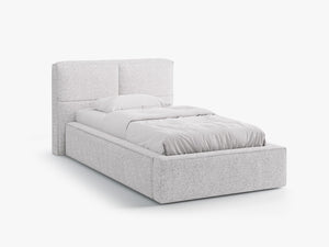 Single Bed Frame with Storage & Geometric Headboard