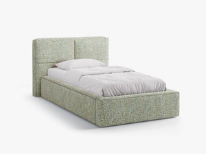 Single Bed Frame with Storage & Geometric Headboard