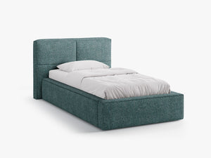 Single Bed Frame with Storage & Geometric Headboard