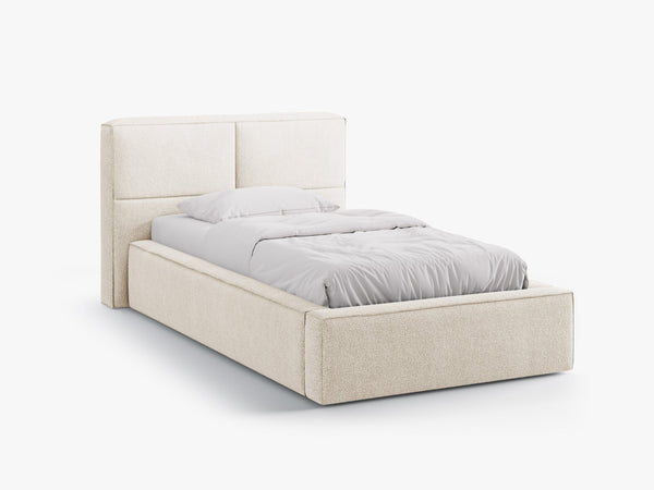 Single Bed Frame with Storage & Geometric Headboard