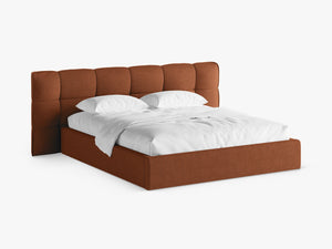 Upholstered Bed Frame with Winged Headboard & Storage