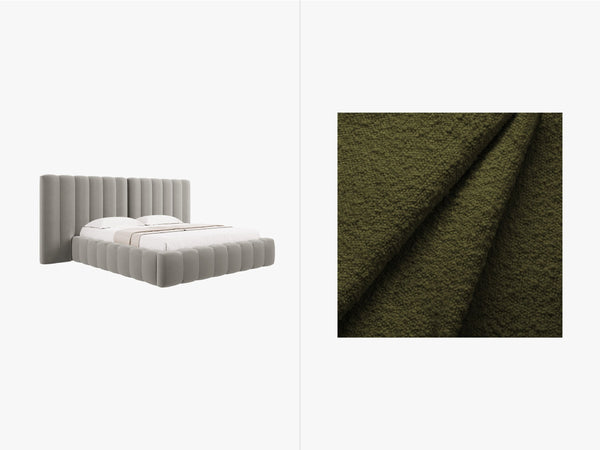 Upholstered Bed Frame with Storage & Tufted Headboard