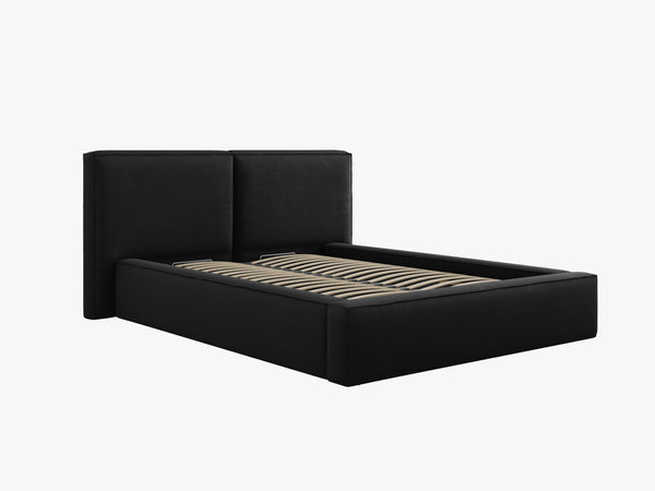 Upholstered Bed Frame with Storage & Soft Headboard