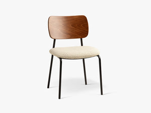 Modern Stackable Dining Chair – Upholstered Seat with Metal Legs