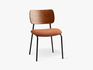 Modern Stackable Dining Chair – Upholstered Seat with Metal Legs