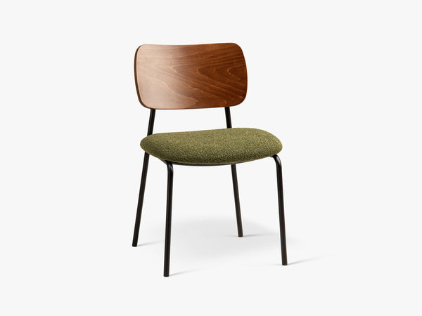 Modern Stackable Dining Chair – Upholstered Seat with Metal Legs