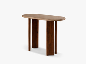 Console Table with Stone Top & Solid Wood Legs
