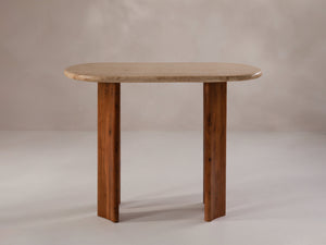 Console Table with Stone Top & Solid Wood Legs
