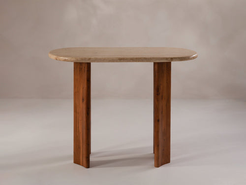 Console Table with Stone Top & Solid Wood Legs