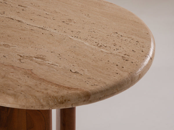 Console Table with Stone Top & Solid Wood Legs