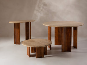 Console Table with Stone Top & Solid Wood Legs