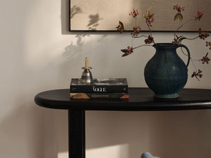Modern Console Table with Asymmetrical Top & Wooden Design