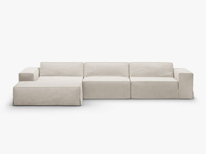 Corner Sofa Cover Set – Removable Linen-Effect Slipcovers for Modular Couch W284