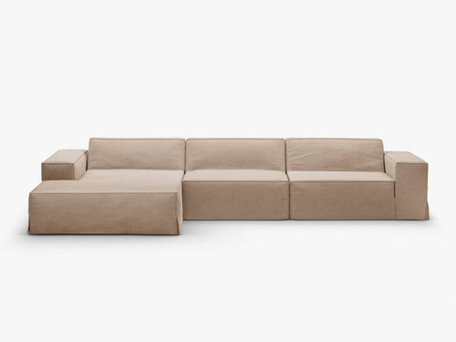 Corner Sofa Cover Set – Removable Linen-Effect Slipcovers for Modular Couch W284