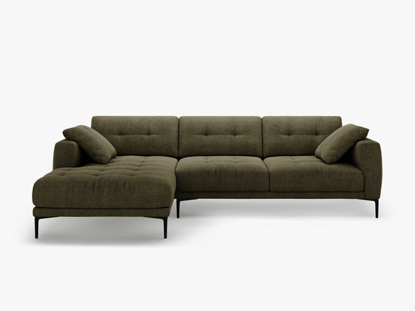 Modern Corner Sofa – Deep Seating L-Shape Couch with Sleek Metal Legs W291