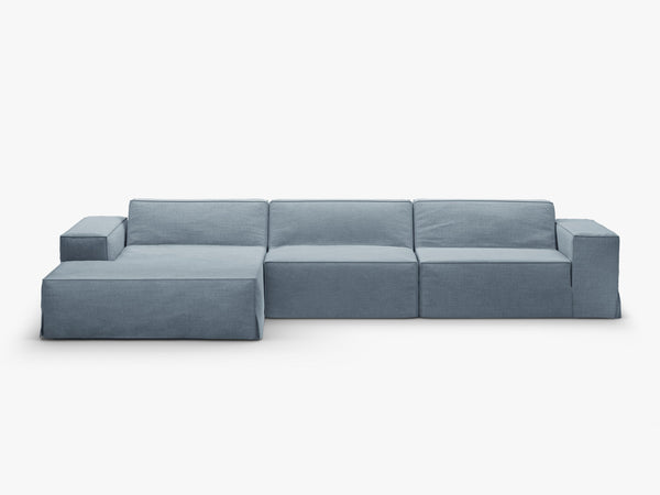 Corner Sofa with Removable Covers – Medium-Firm Comfort & Linen-Style Fabric W284