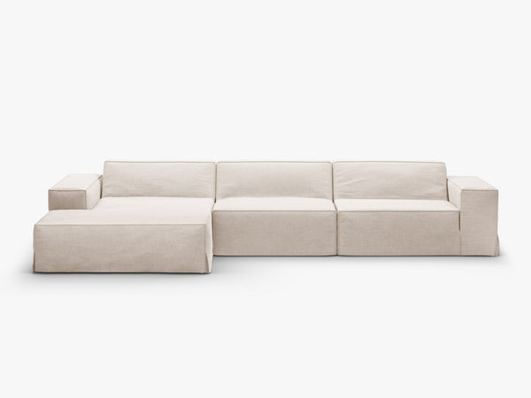Corner Sofa with Removable Covers – Medium-Firm Comfort & Linen-Style Fabric W284