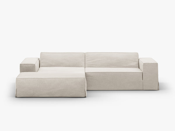Modern Corner Sofa with Removable Covers – Linen-Effect Modular Couch W224