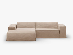 Modern Corner Sofa with Removable Covers – Linen-Effect Modular Couch W224