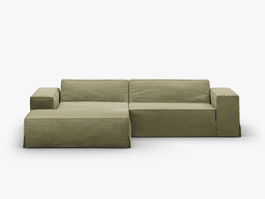 Modern Corner Sofa with Removable Covers – Linen-Effect Modular Couch W224