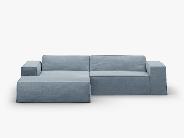 Modern Corner Sofa with Removable Covers – Linen-Effect Modular Couch W224