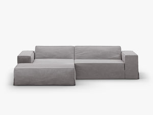 Modern Corner Sofa with Removable Covers – Linen-Effect Modular Couch W224