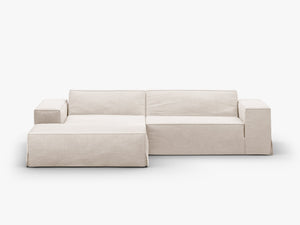 Modern Corner Sofa with Removable Covers – Linen-Effect Modular Couch W224