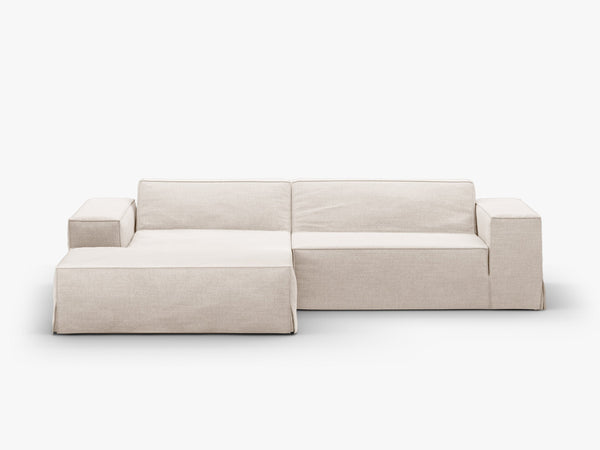 Modern Corner Sofa with Removable Covers – Linen-Effect Modular Couch W224