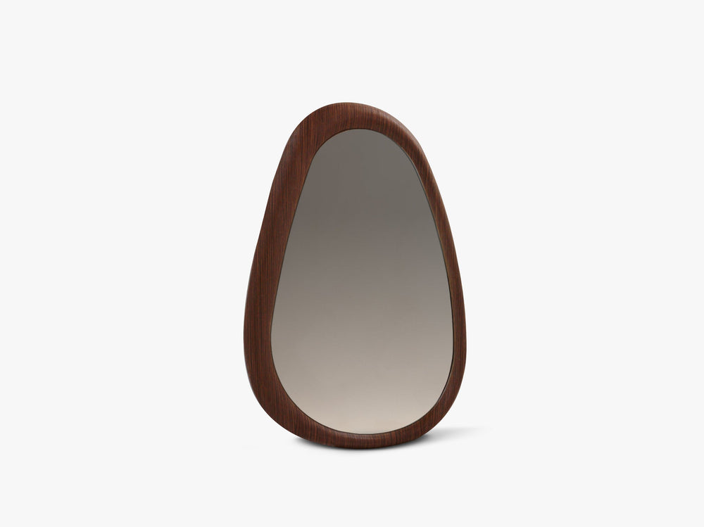 Organic Wall Mirror – Decorative Irregular Shape Mirror with Walnut Frame