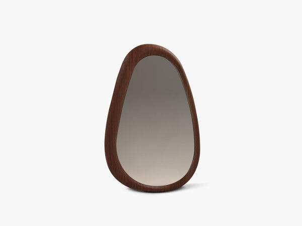 Organic Wall Mirror – Decorative Irregular Shape Mirror with Walnut Frame