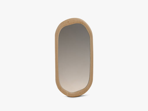 Oval Wall Mirror – Modern Decorative Mirror with Natural Oak Frame