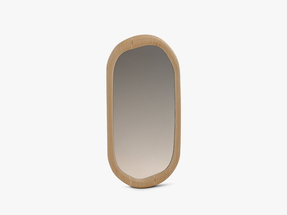 Oval Wall Mirror – Modern Decorative Mirror with Natural Oak Frame